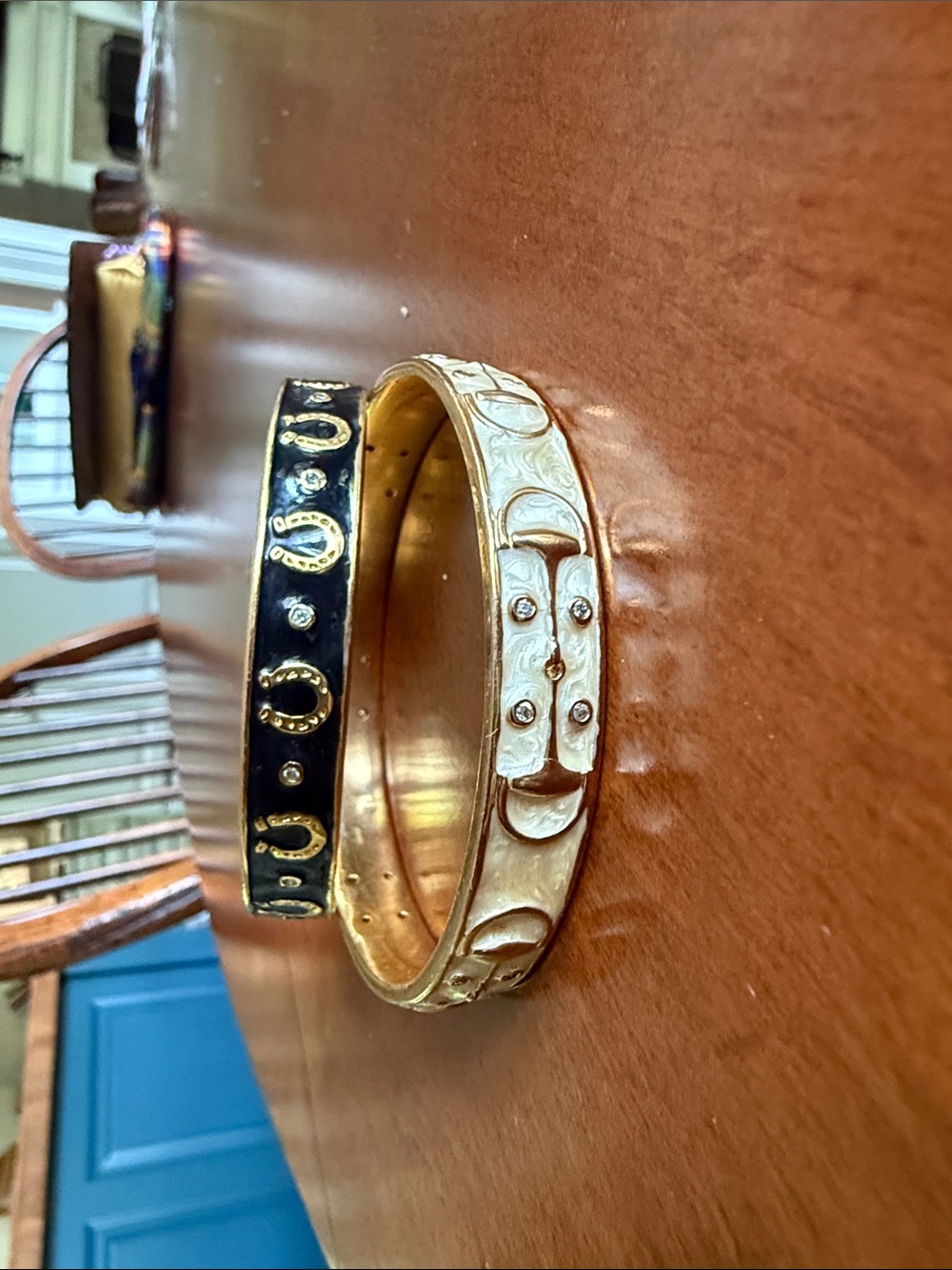 Gold and Black Decorative Bangle Set - Elegant Women's Bracelets -Vintage